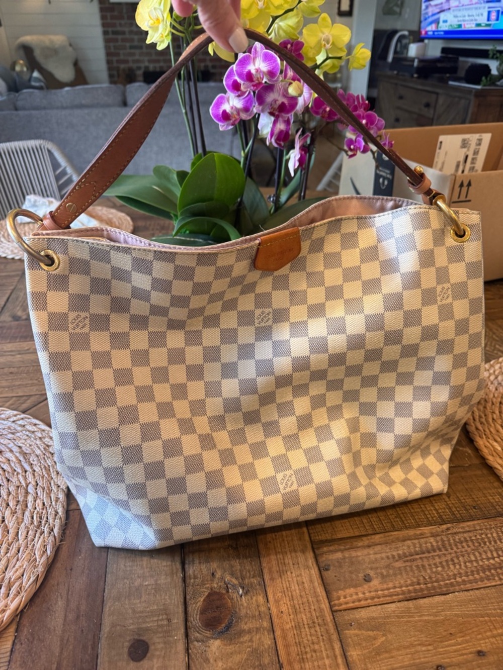 Authentic Louis Vuitton Graceful MM Damier Azur